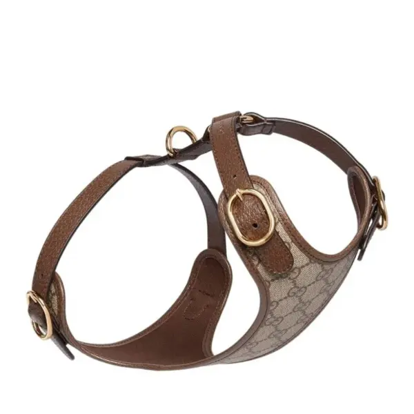 Pawcci Designer Leather Dog Harness, Collar and Leash Set