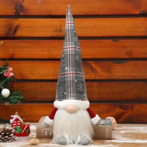 Christmas Glow Plaid Hat, Rudolf Plush Doll And Decorative Ornaments - GRAY