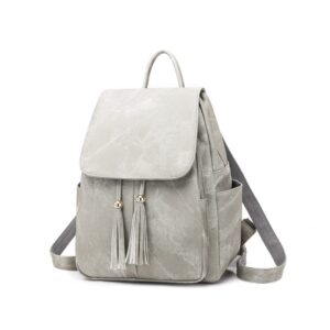 Women's Candy Colored Large Capacity Tassel Backpack - GRAY