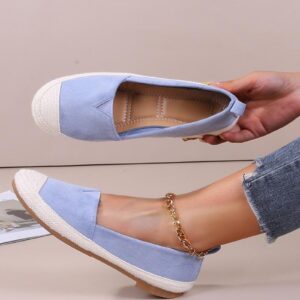 WOMEN'S BLUE FLAT ESPADRILLE SLIP ON LOAFERS