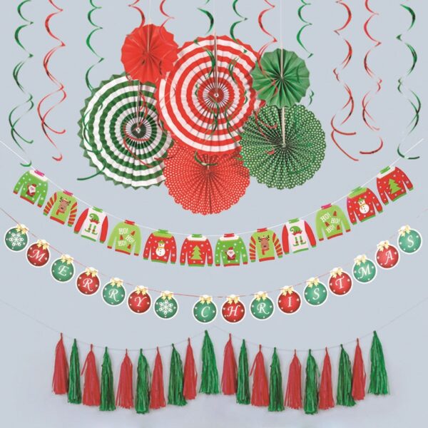 40Pcs Cute Christmas Party Banner Decoration Set - SAME AS THE PICTURE