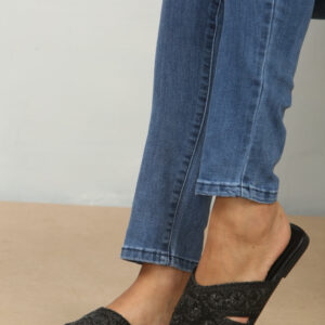 Black Raffia Flat Sandals