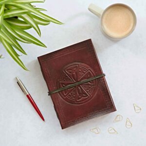 Fair Trade Circular Celtic Cross Leather Journal