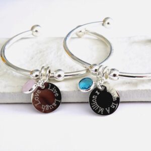 Personalised Edge Birthstone Torque Bangle