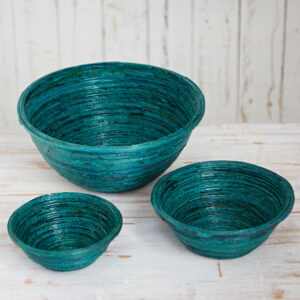 Recycled Newspaper Bowl Large in Teal