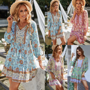 Casual Holiday Print Short Dress